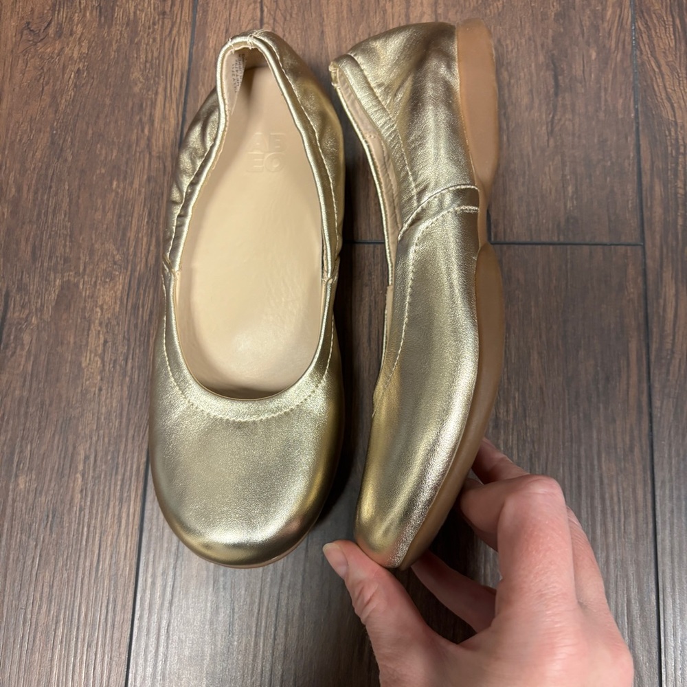 New! ABEO Tilly metatarsal ortho Gold Metallic Leather Comfort Ballet Flats Shoe - Picture 2 of 9